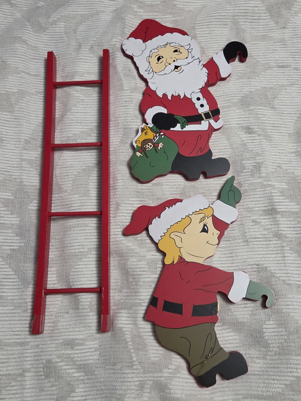 House of Lloyd Vintage Replacement Up The Ladder 1991 Wooden Santa Elf Climbers - Picture 7 of 8